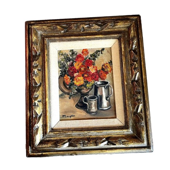 Original Oil Painting Impressionist-Still Life-Signed McLaughlin Gold Frame VTG - Picture 2 of 10